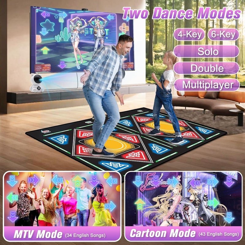 Tucraew Dance Mat, Electronic Dance Mat for TV with HD Camera, Wireless Double User Dance Mat with Game Controller, Non-Slip Dance Pad for Kids Adults, Christmas Birthday Gifts for Girls Boys - Image 2